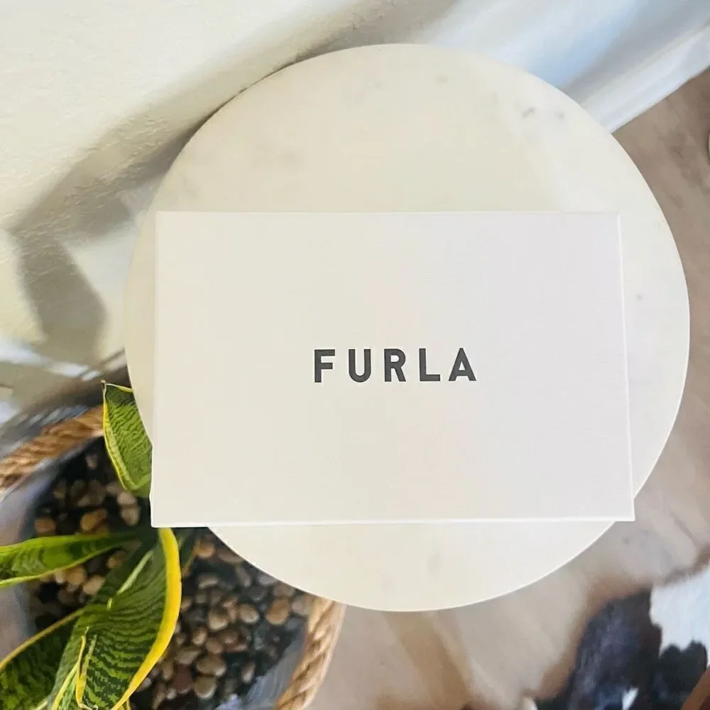 FURLA Classic Credit‎ Card Case Leather Wallet Wristlet, Black, Wrist Strap, NWT